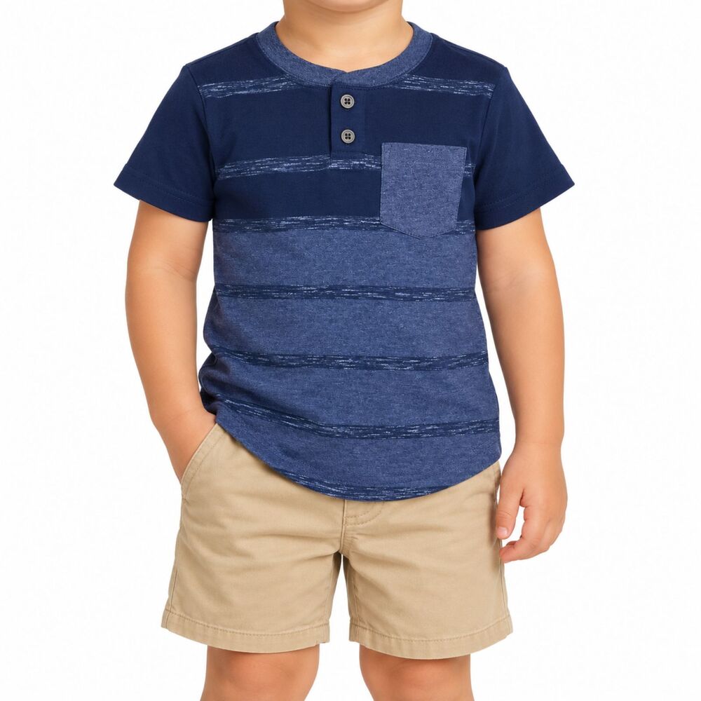🔥 5 for $30 🔥 Cat & Jack Baby Boys Striped Henley Pocket T-Shirt | 3T